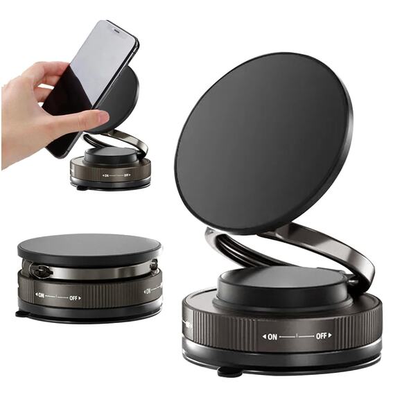 Vacuum Magnetic Car Phone Holder 360° Rotation Foldable Suction Cup Mount - Picture 2 of 4